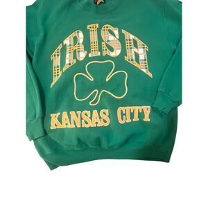 VINTAGE 90s Jostens Sportswear Kansas City Irish Sweatshirt M Made in USA Green